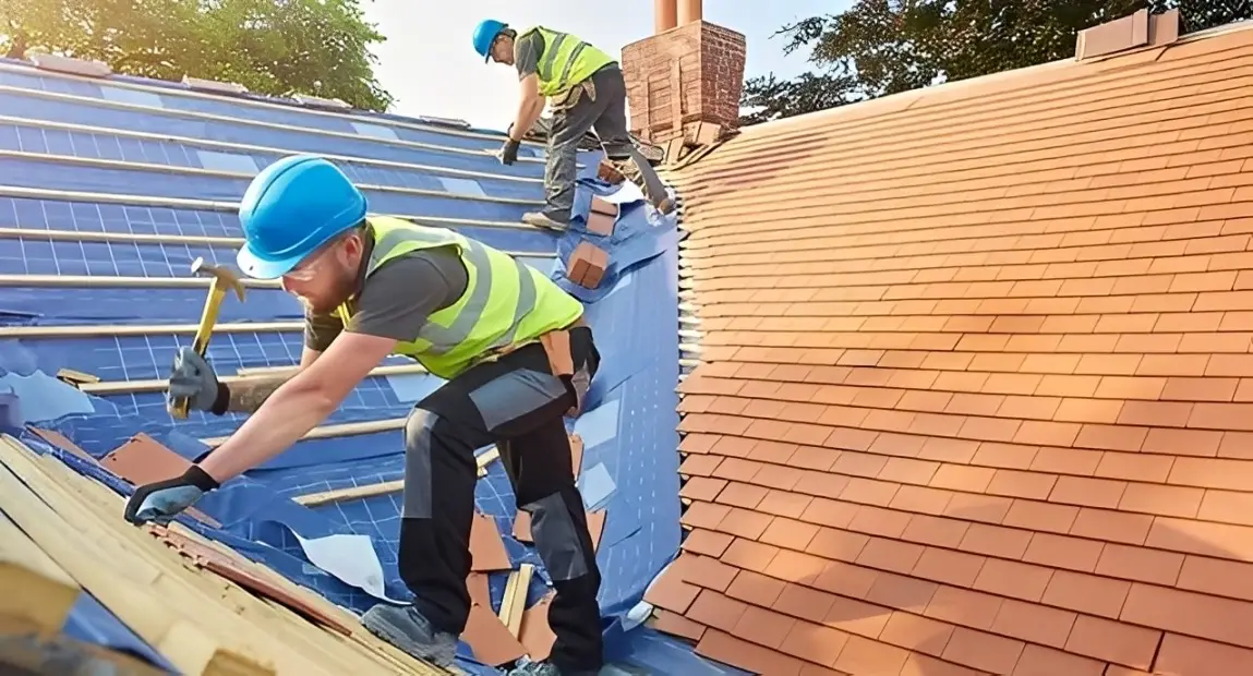 First Choice Roof Service certified crew at work on a roof replacement