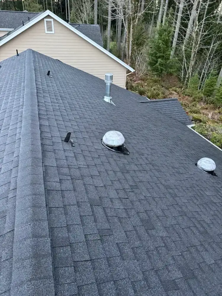 Composition shingle roof on a Puget Sound home