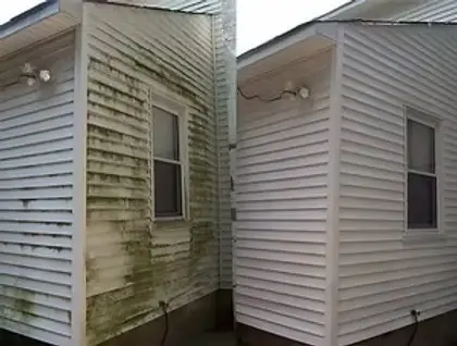 Exterior surfaces before and after professional cleaning